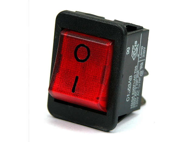 Fitting rocker Black with red neon light 220V 30x22
