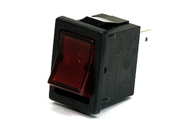 Wipsch. 15x21mm 250Vac/6A - 1x aan/uit verlicht (230V) rood