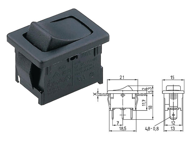 Built-in Push Switch Pulse Black Single pole 19X12