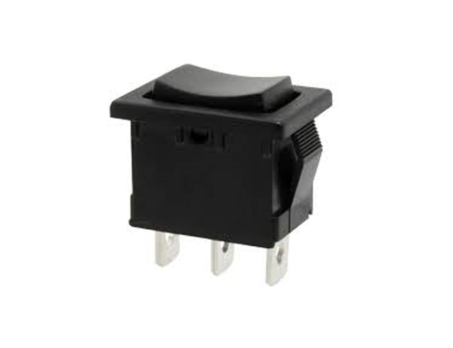 Wipschakelaar Mom-uit-Mom  6A 250Vac Zwart 19X12mm