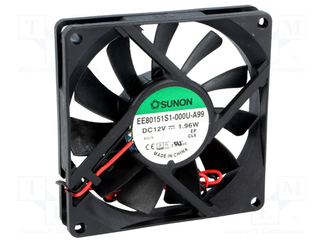 Fan 80x80x15mm 12Vdc 230mA 55,8m³/uur 34dBA 3000rpm NMB