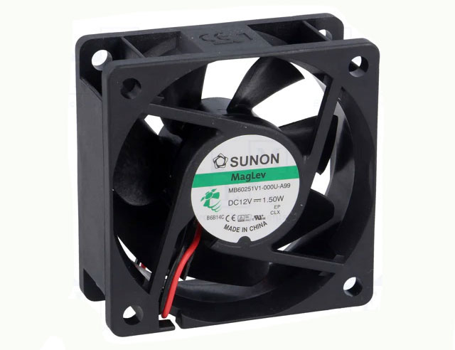 Fan 60x60x25mm 12Vdc 25,0dBA 39,9m³/uur - ball-bearing Sunon