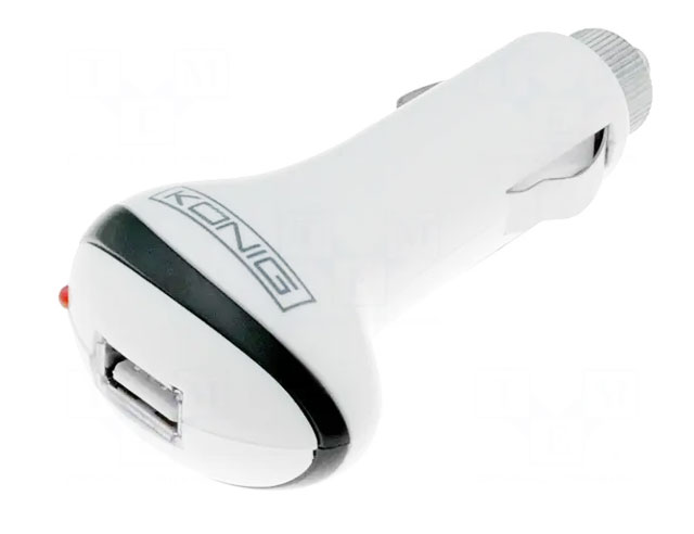 USB car charger 12V-24V 1Amp. White